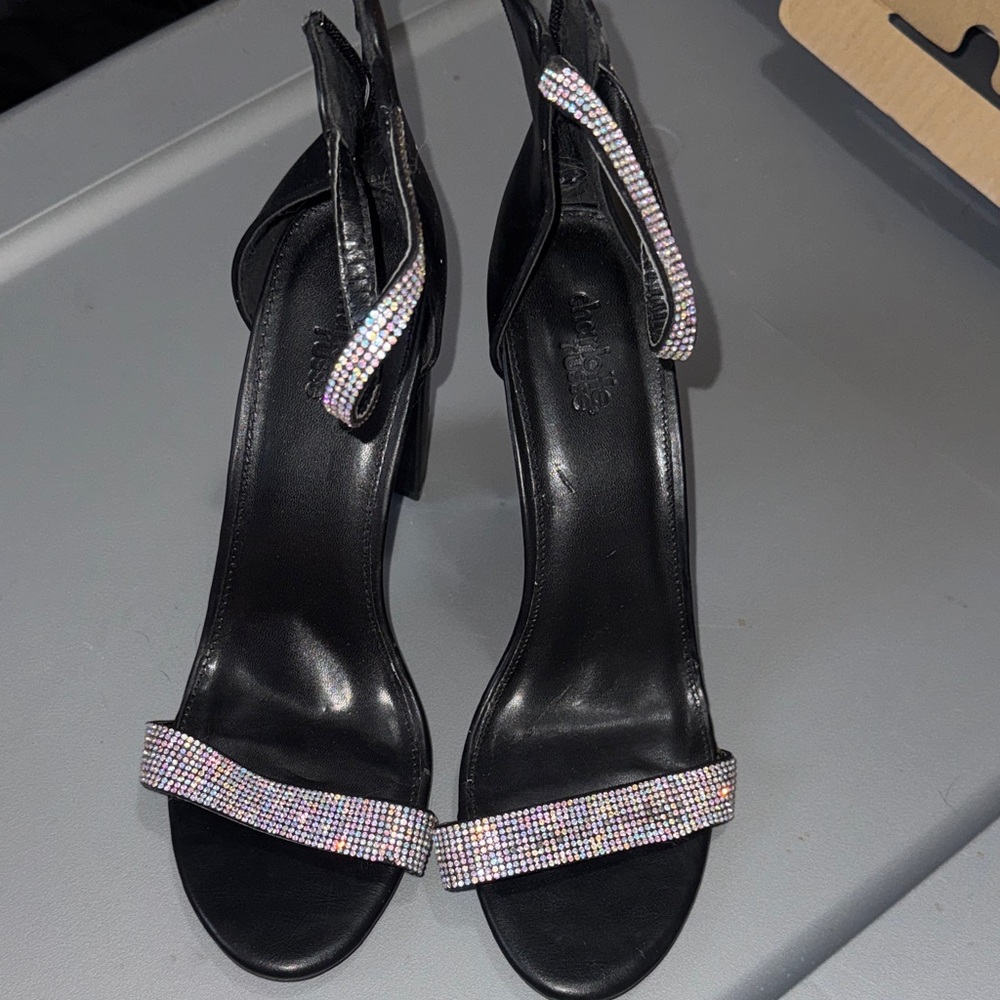 Charlotte Russe Black Heels with Sparkling Straps